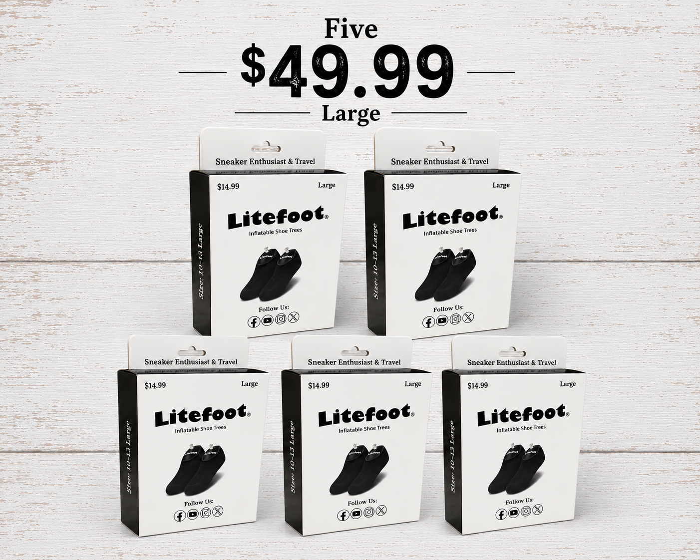 Litefoot Inflatable Shoe Trees Medium 5-Pack