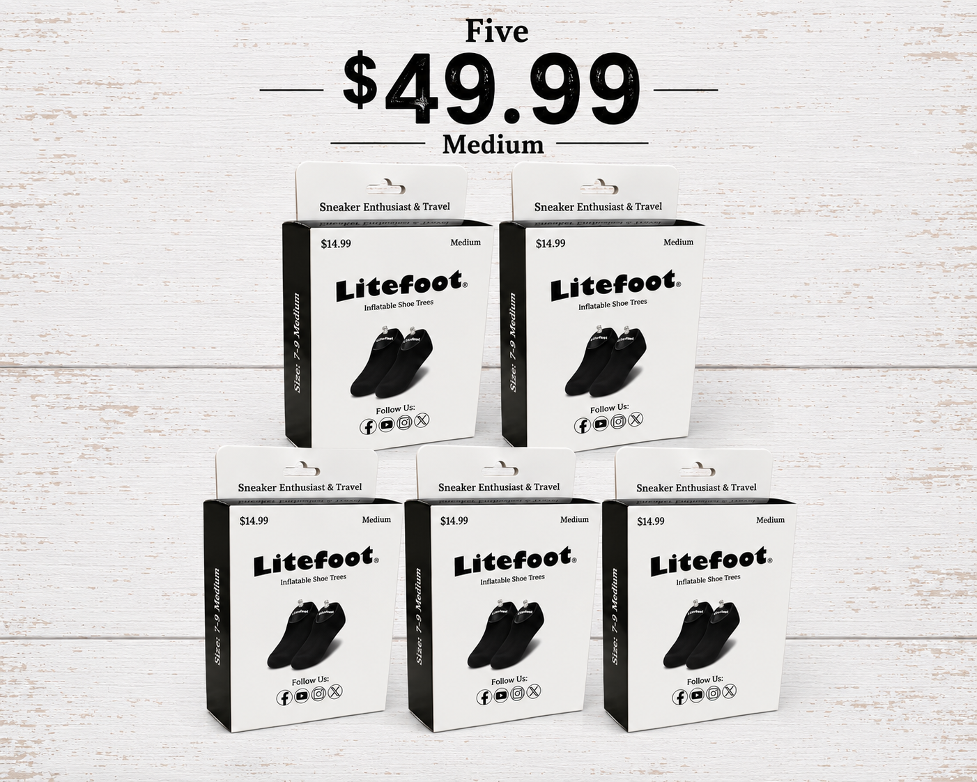 Litefoot Inflatable Shoe Trees Large 5-Pack